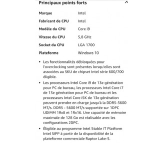 Processeur intel icore I 9