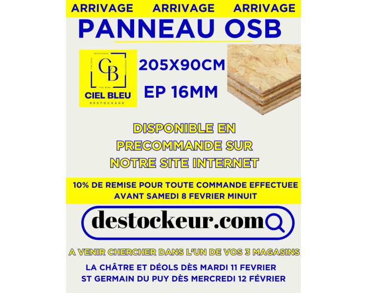 ARRIVAGE 23/06/2025  OSB  Plaque Clipsable A partir de 5 € / m2