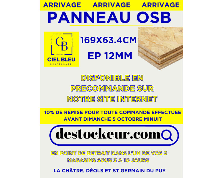 PANNEAU OSB 12mm 169X63,4CM