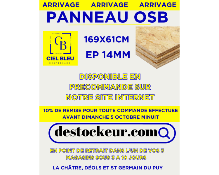 PANNEAU OSB 14mm 169X61CM