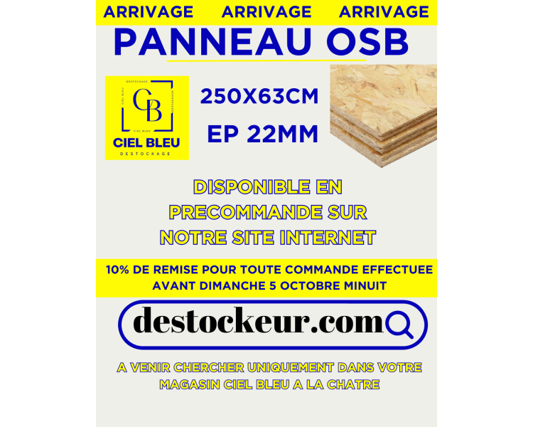PANNEAU OSB 22mm 250X63CM