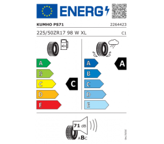 Pneu Kumho Ecsta PS71 225/50 R17 98W LOT DE 2