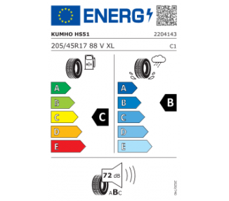 PNEUS Kumho Ecsta HS51 205/45 R17 88V LOT DE 2