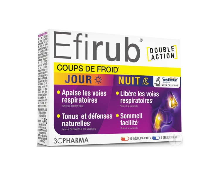 Efirub Coups De Froid Jour/Nuit 15 Gélules Jour + 5 Comprimés Nuit