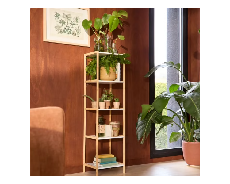 MEUBLE 5 ETAGERES NATUREL/BLANC