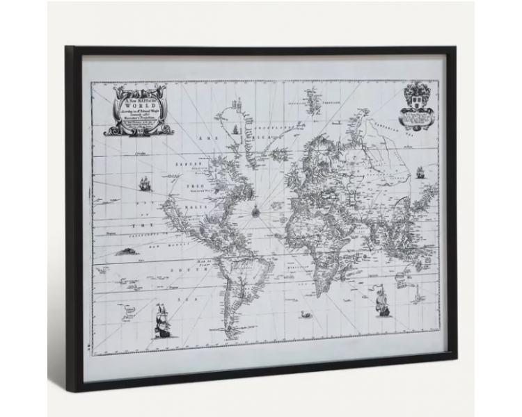 TOILE 50X70cm CARTE VINTAGE