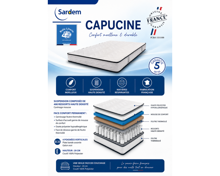 Belle literie - Matelas Capucine 160x200cm