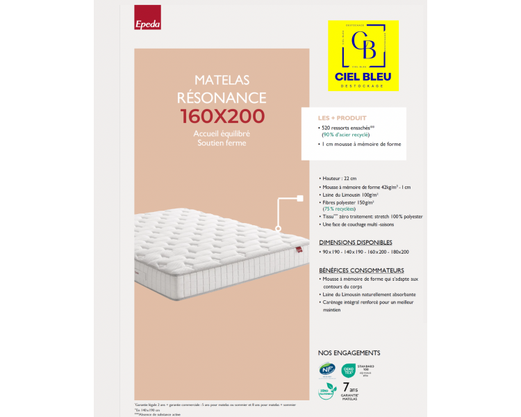 copy of Belle literie-Matelas Hortense 140x190cm