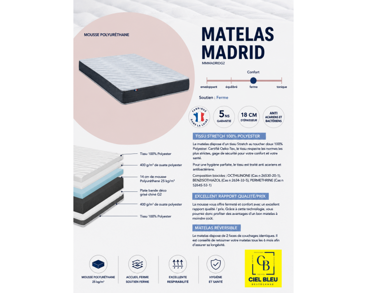 Matelas 160x200 Madrid