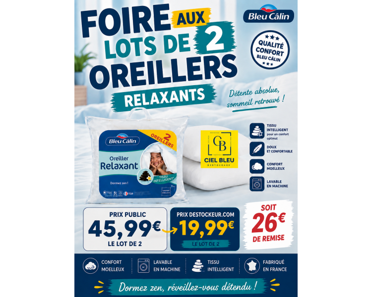 Lot de 2 oreillers relaxants