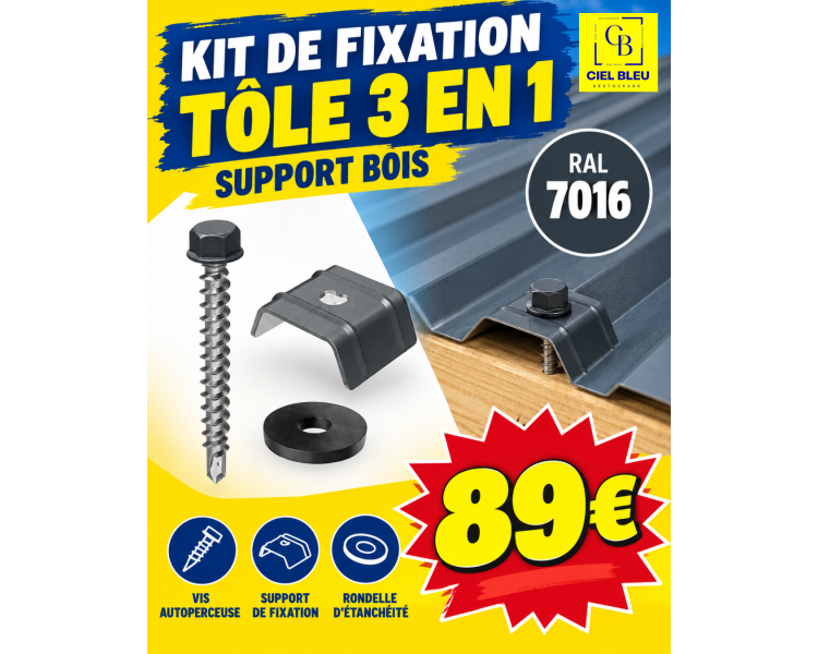 KIT DE FIXATION 100 pièces - BOIS - RAL 7016 ANTHRACITE