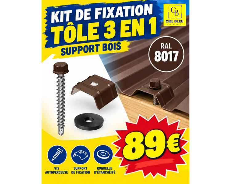KIT DE FIXATION 100 pièces - BOIS - RAL 8017 BRUN CHOCOLAT