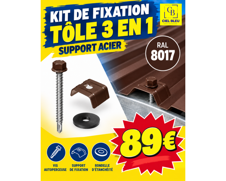 KIT DE FIXATION 100 pièces - ACIER - RAL 8017 BRUN CHOCOLAT
