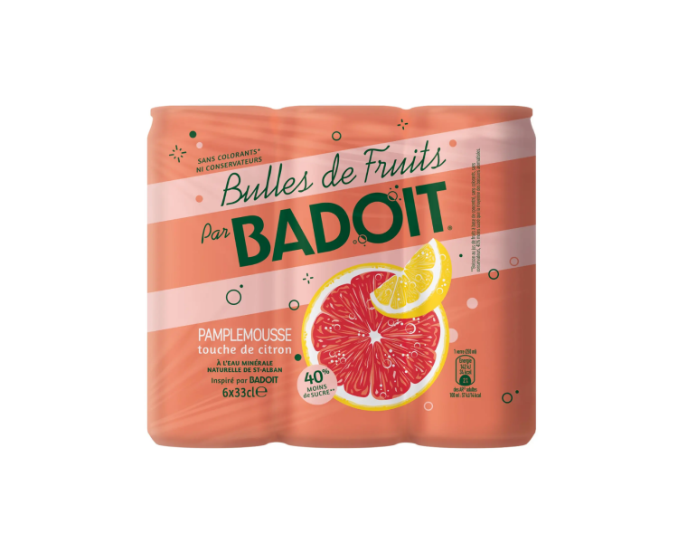 6X33CL BADOIT PAMPLEMOUSSE BULLES DE FRUITS